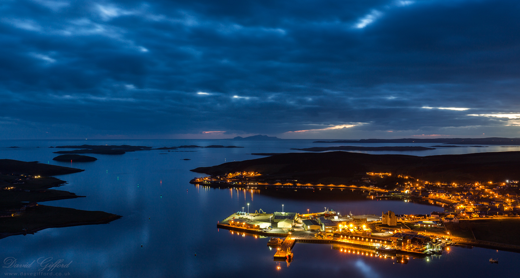 Photo: Scalloway Harbour at Dusk