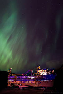 Workboat Beneath Aurora